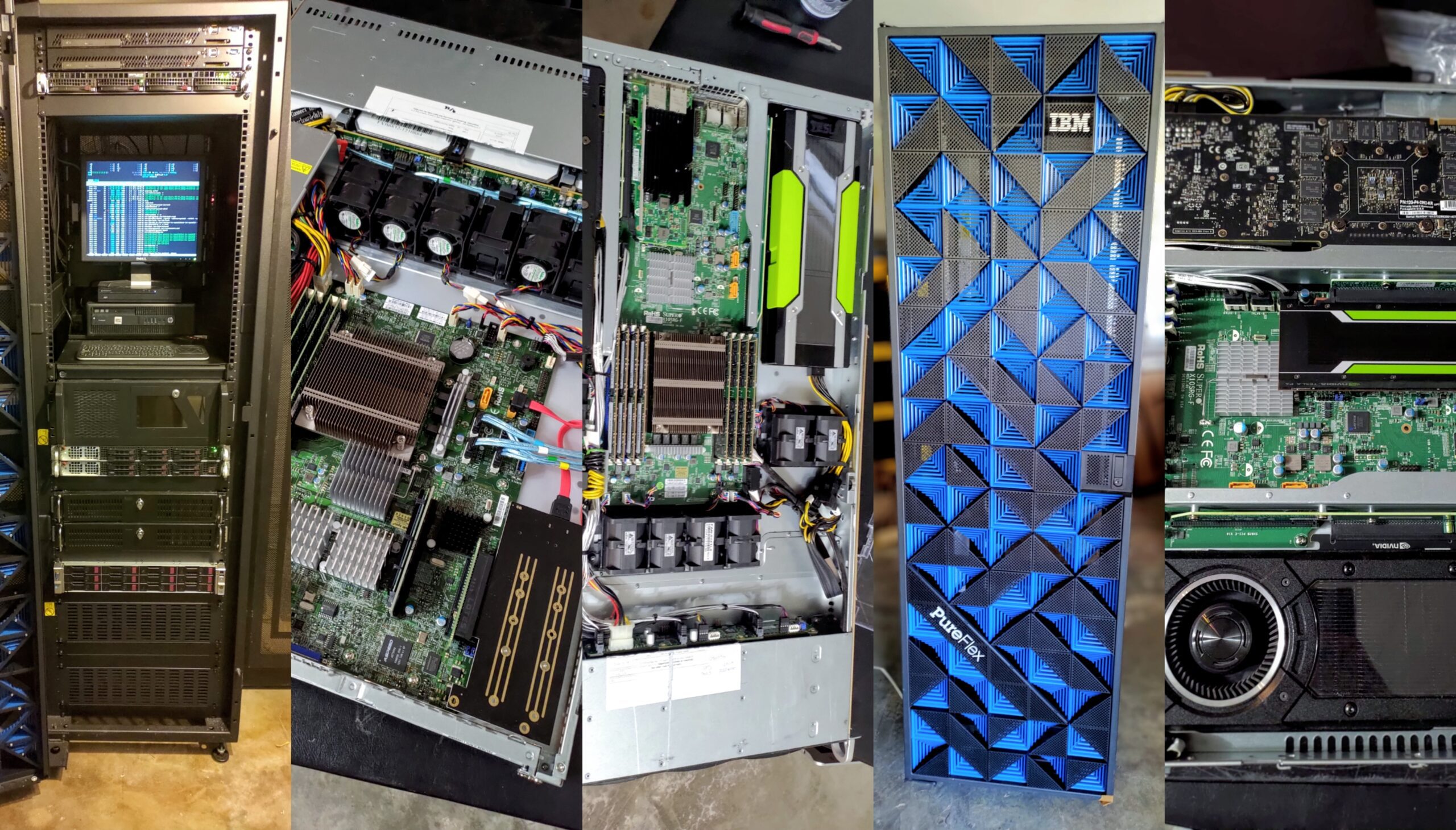 Server and infrastructure collage representing Mythica's local-first systems history